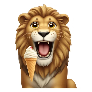 Lion eating ice cream sticker