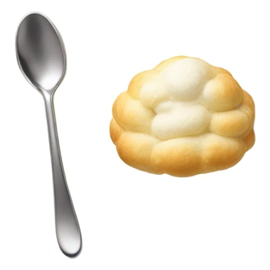 Cream vanilla puff at plate and spoon sticker