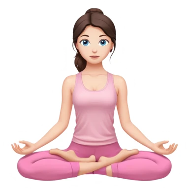 brunette blue-eyes, yoga girl light pink clothes  sticker