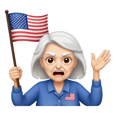 upside down American flag waved by angry old woman sticker