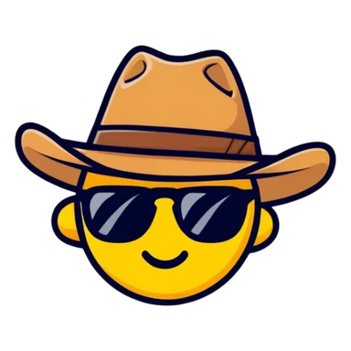 emoji wearing a cowboy hat and sunglasses sticker