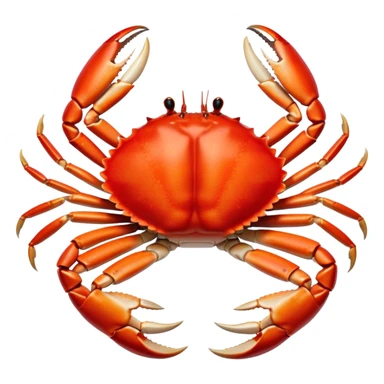Cinematic rich crab legs, bright red shell glistening, cracked open to reveal tender white meat, warm golden highlights, detailed and delicious. sticker