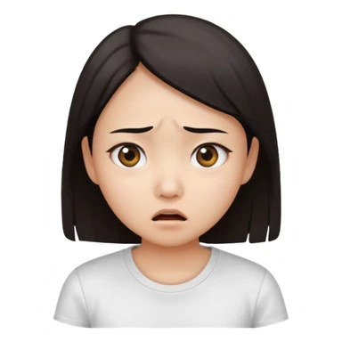 dark circles eyes frightened asian girl with white t-shirt sticker