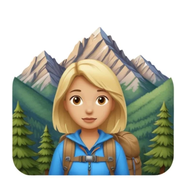 girl backpacking, travelling mountains background sticker