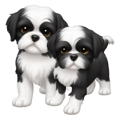 Two Shitz Tzu brothers more black with white Puppies sticker