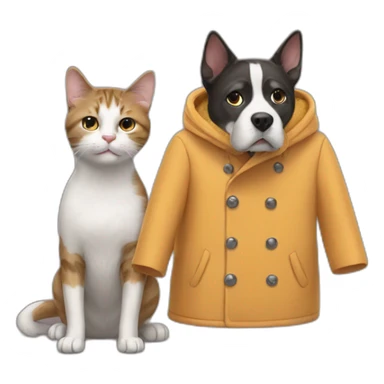 cat Ina coat and dog in a coat sticker