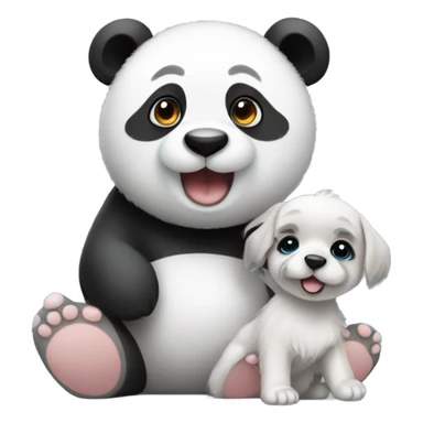 Panda with a puppy sticker