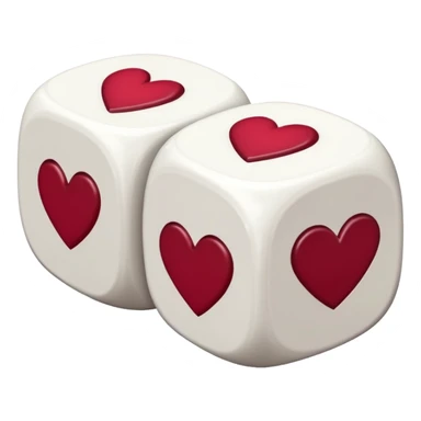 two dices in with burgundy red heart details sticker