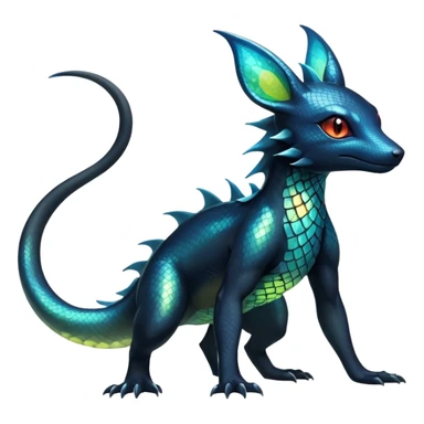 Colorful Iridescent Exotic Salandit-Aurorus-Umbreon-Fakémon-hybrid-creature (full body)  sticker