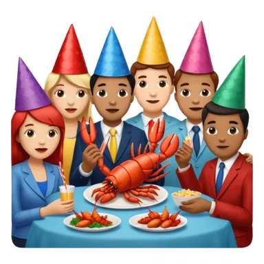200 people eating lobster at a family party sticker
