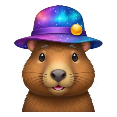 A Galaxy capybara with a hat sticker