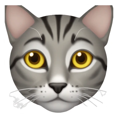 White grey brown black tabby with yellow eyes  sticker