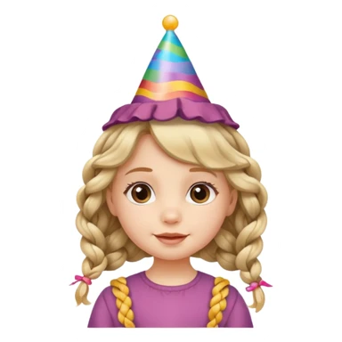 a little girl with wavy braided hair with birthday hat















 sticker
