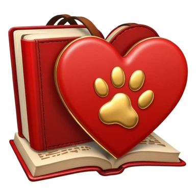 heart with a paw print and a book sticker