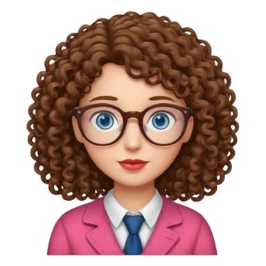 teacher blue eyes glasses curly brown hair long kind valentine sticker