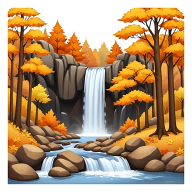 autumn with brown trees waterfall sticker