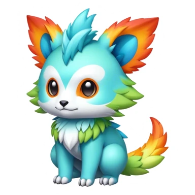 Cute cool colorful fantasy animal hybrid Fakemon full body sticker