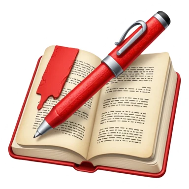 caneta vermelha, livro vermelho sticker