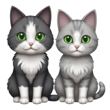 2 different coloured grey cats including one dark grey and white cat and one completely solid dark grey cat with green eyes and only white paws sticker