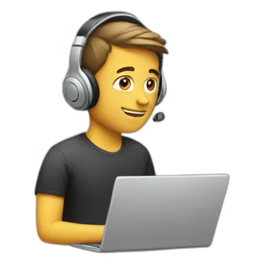 man with laptop and headphones sticker