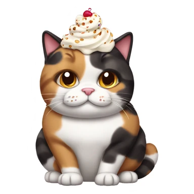 Fat calico cat with sundae sticker