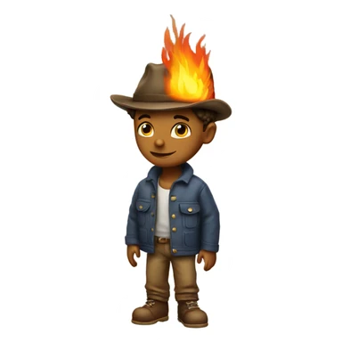 boy with hat by fire sticker