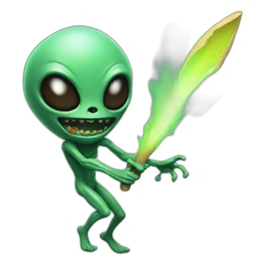 Alien hitting a rip sticker