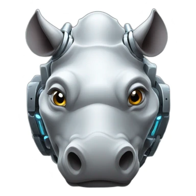 robotic rhinoceros head AI sticker