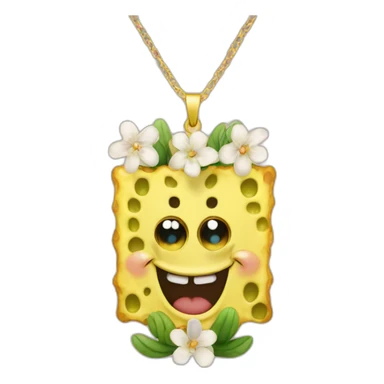 SpongeBob with a flower necklace  sticker