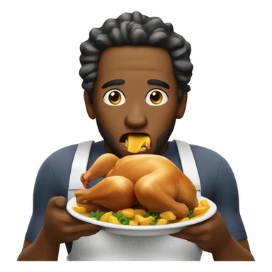 man eating chicken like a maniac sticker
