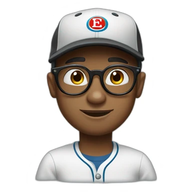 thomas the train but wearing black baseball cap and thick glasses sticker