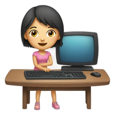 Asian Daughter with computer sticker