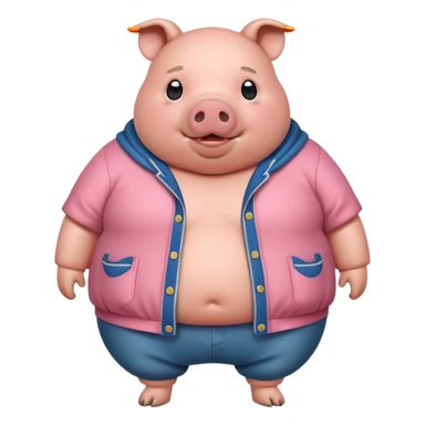 a fat pig with clothes  sticker