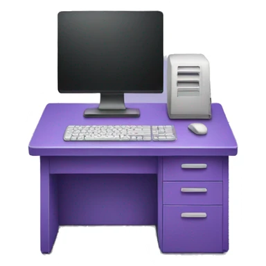 Purple desk with computer  sticker