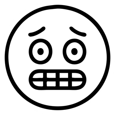 smiley emoji with worried eyes and a nervous smile, icon style, outlined, minimal color sticker