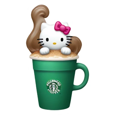 Hello kitty in a cup of starbucks sticker