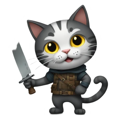 knife-wielding cat sticker