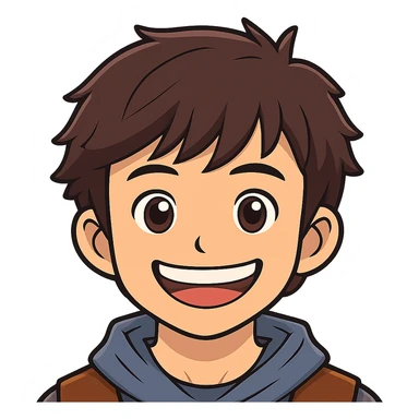 Make the hot boy's smile much wider, keep the cartoonish sticker style. The original style 'sticker' does not support editing, so using general style as fallback with instructions to keep cartoonish sticker style. Remove the background. sticker