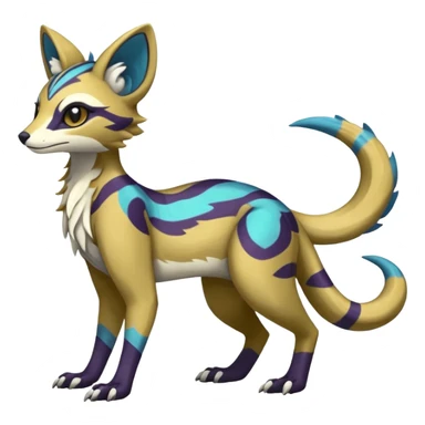 Rare realistic shiny exotic cute epic pretty beautiful handsome gorgeous aesthetic colorful vibrant Vernid-Fionbri-Protogen-Primagen-Sergal-Wickerbeast-Genet-Trico-species-Fakemon-hybrid-creature by LiLaiRa, random intricate markings, full body sticker