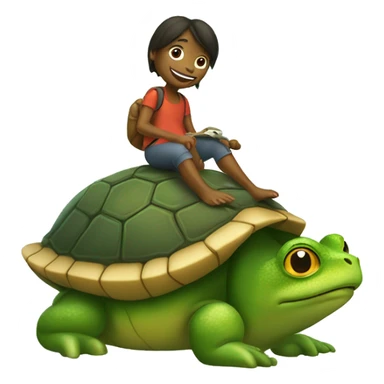 Snai riding a turtle that's riding a frog sticker
