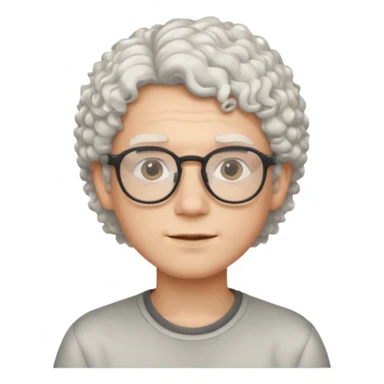 young slim face boy with curly white hair and glasses sticker
