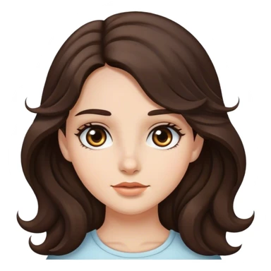 Brunette girl, long wavy dark brown hair, black eyes sticker