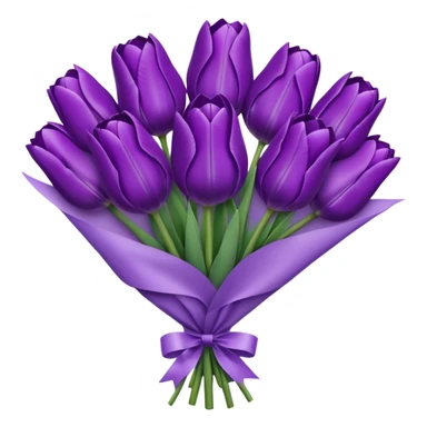 purple tulip bouquet with purple translucent paper wrap sticker
