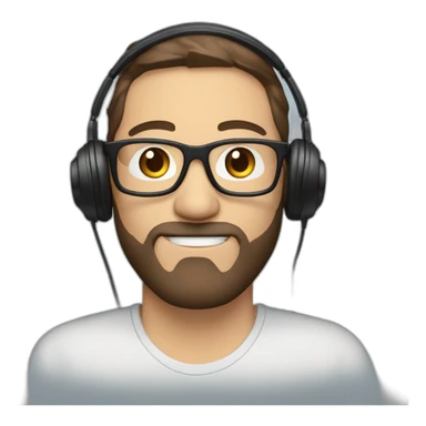 man with brown hair blue eyes beard and glasses and headphones sticker