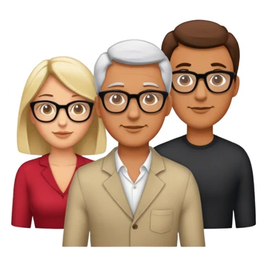 Two men and one women with glasses sticker