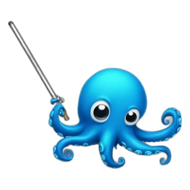 blue octopus, hold the police baton. sticker