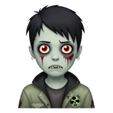 boy zombie with black hair emo piercing  sticker