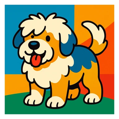 sheep dog vibrant cartoon style sticker