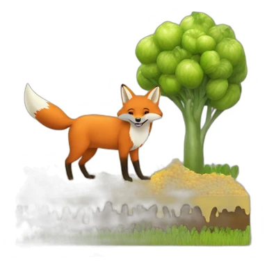 The fox was digging the field and eating honeydew. sticker