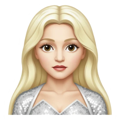 Madonna with long platinum blonde hair, white sequin outfit sticker